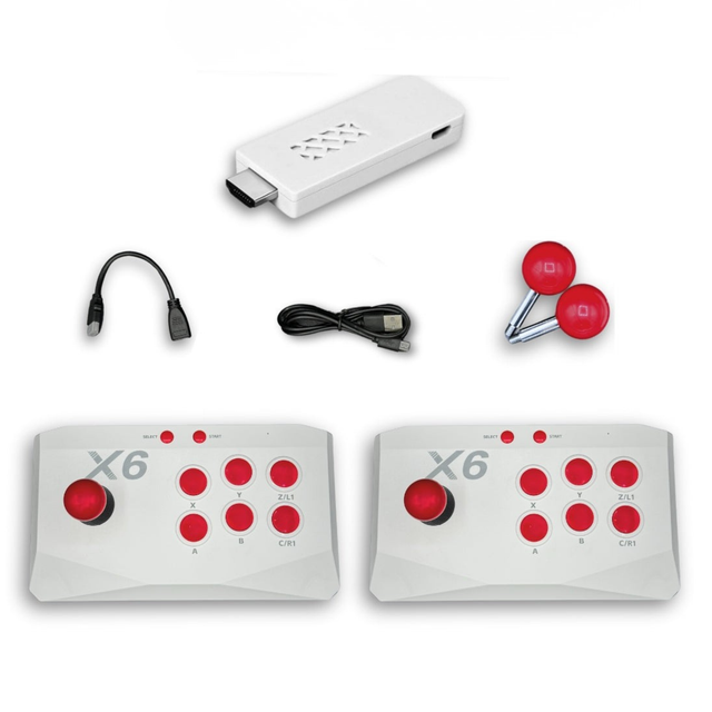HOG X6 Game Stick with Dual Arcade Joysticks – 64GB Built-in | 20,000+ Games