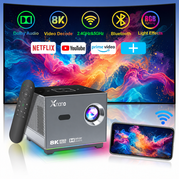 HOG Xnan X3 Smart Projector 5G WiFi, 720P HD, 8K Support Portable Home Cinema