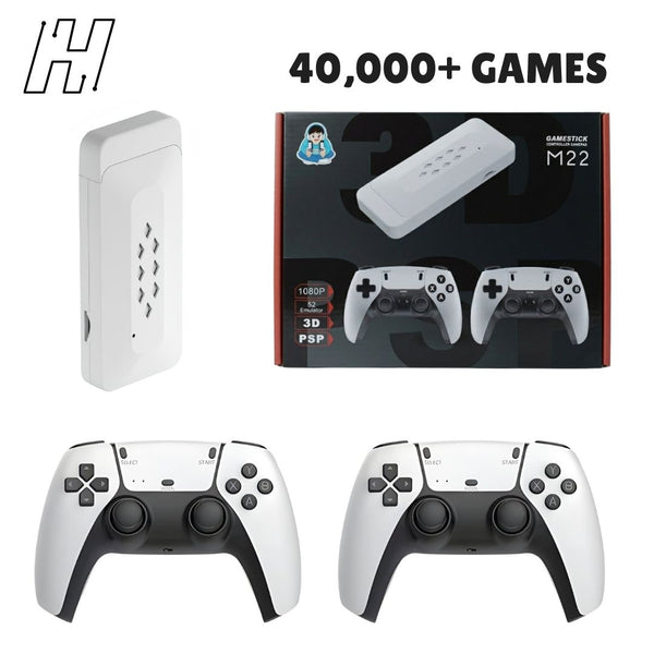 HOG M22 4K Retro Game Stick – 40,000+ Games | Dual Wireless Controllers | HD Gaming Console