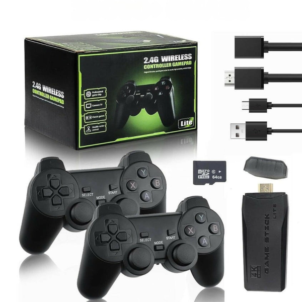 HOG Original M8 4k Game Stick – 64GB Built-in | Dual Wireless Controllers | 20,000+ Games
